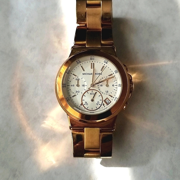 Michael Kors rose gold tone chronograph watch